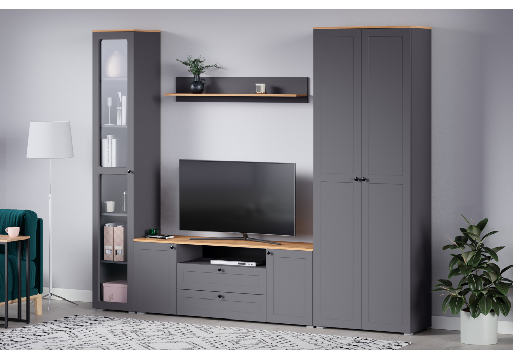 ТВ-тумба Опра серый графит / дуб золотой craft