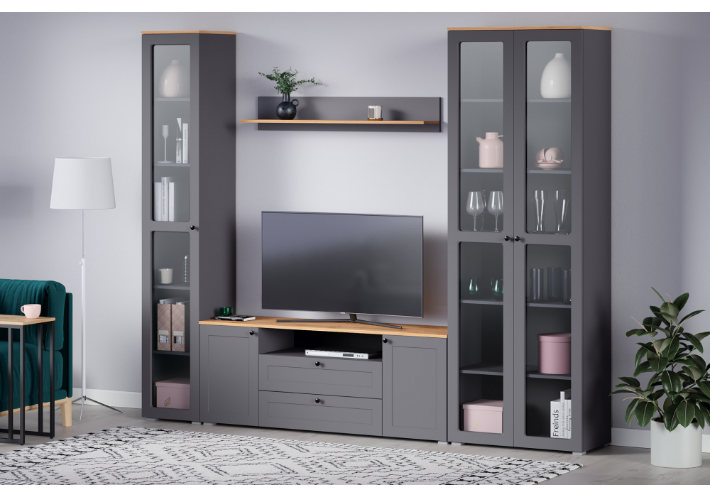 ТВ-тумба Опра серый графит / дуб золотой craft