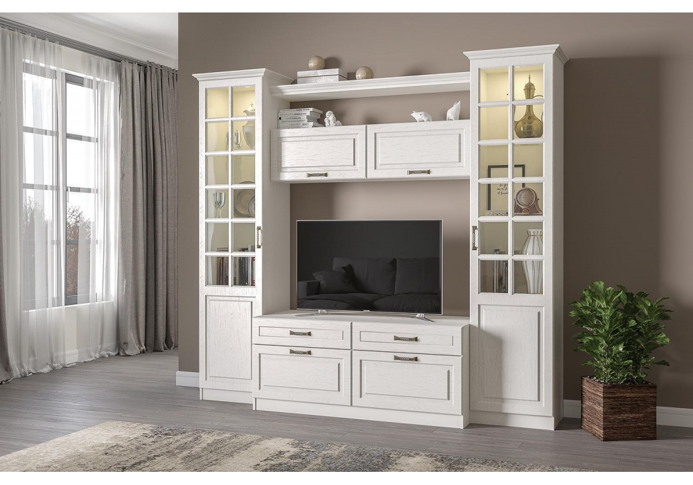 Витрина Ливерпуль белый / ясень ваниль